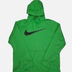 Nike Therma Fit Hoodie Men’s Size XL Florescent Green Big Swoosh Logo